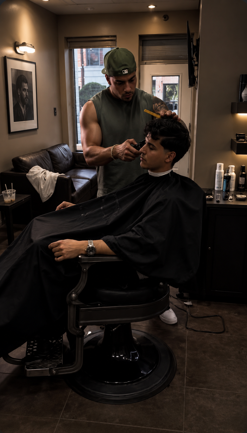Barber giving a precision cut at Bona Fide Coiffure